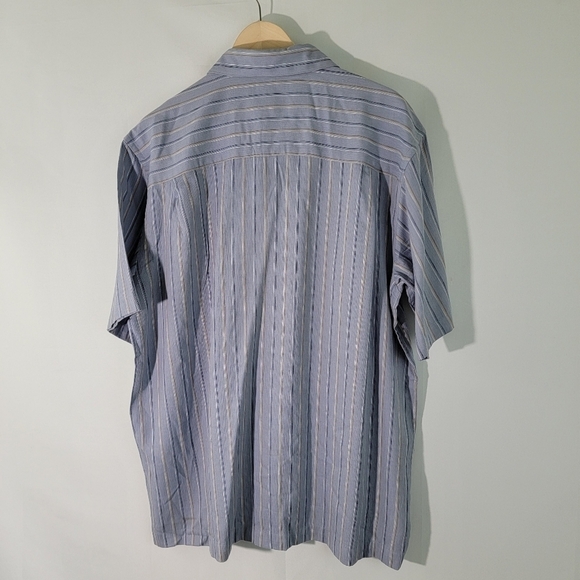 NWT VAN HEUSEN Studio Gray Striped Short Sleeve Button-Down Shirt Size S Soft - Picture 4 of 11